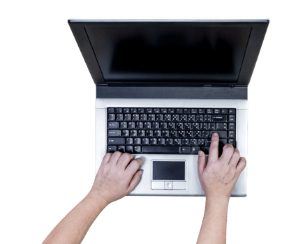Woman using laptop isolated png