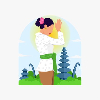 balinese tradition vector flat illustration