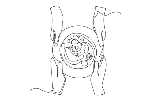 Continuous one line drawing sharing food on Eid Mubarak. Eid al-Fitr concept. Single line draw design vector graphic illustration.
