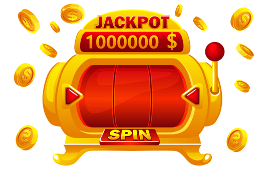 Golden slot machine for online casino and slots game. Coins explosion png