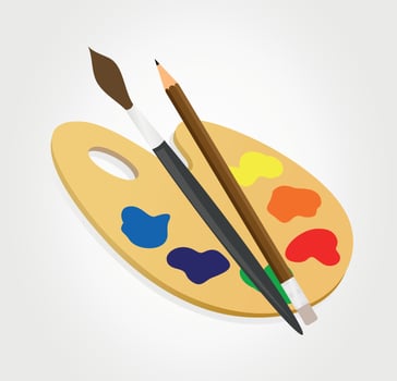 Set of icons for the artist. A vector illustration