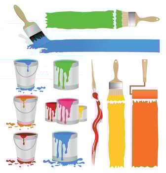 Set of icons for the artist. A vector illustration