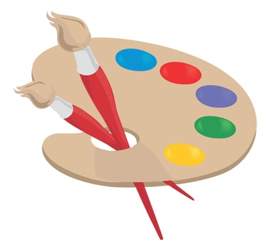 Set of icons for the artist. A vector illustration