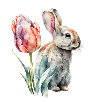 Spring Bunny Tulip Sublimation Clipart png