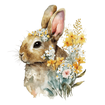 Watercolor Spring Bunny Sublimation Design Illustration png