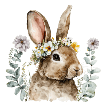 Watercolor Spring Bunny Sublimation Design Illustration png