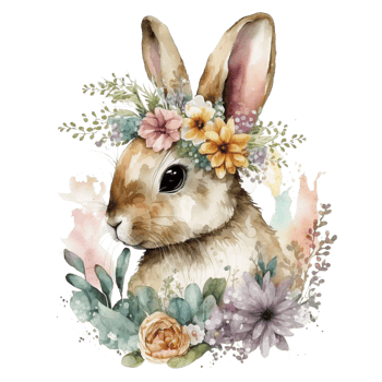 Watercolor Spring Bunny Sublimation Design Illustration png