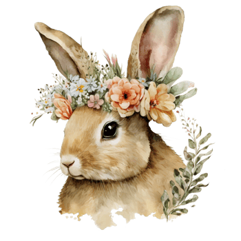 Watercolor Spring Bunny Sublimation Design Illustration png