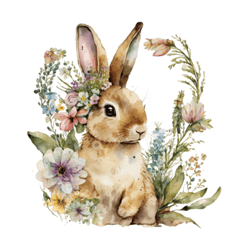 Watercolor Spring Bunny Sublimation Design Illustration png