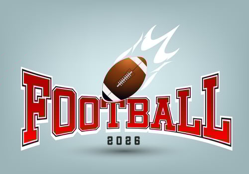 2026 American football concept vector design, Ameracan football banner, football ball on an isolated background, for greeting card, banner, poster