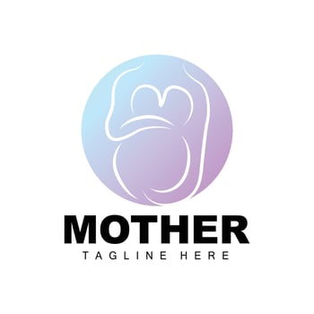 Pregnant Logo, Mom And Baby Health Care Design, Pregnant And Baby Medicine Brand Icon Vector