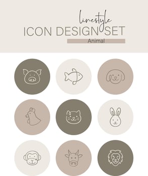Linestyle Icon Design Set Animal vector