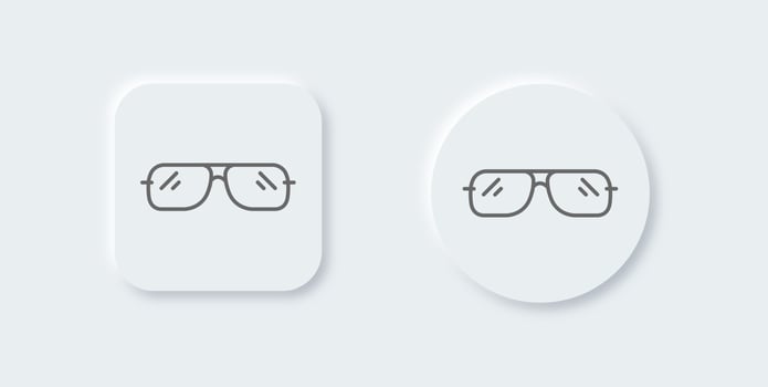 Sunglasses line icon in neomorphic design style. Eyewear signs vector illustration.