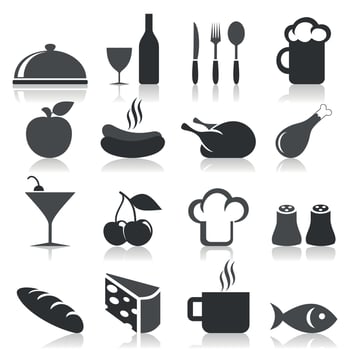 Set of icons of food. A vector illustration