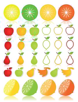 Set of icons of food. A vector illustration