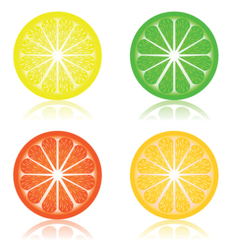 Lemon in three colour variations. A vector illustration