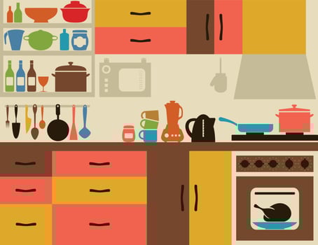 Ware on kitchen. A vector illustration