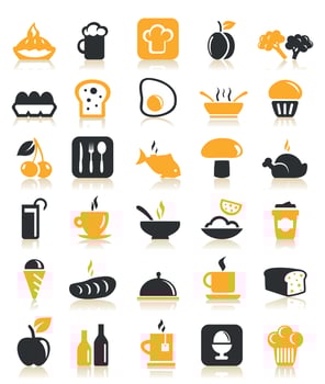 Set of icons of food. A vector illustration