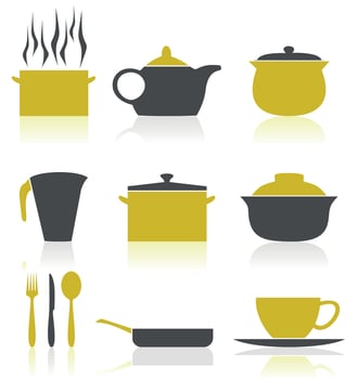 Set of icons of food. A vector illustration