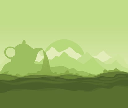 Landscape on a theme green tea. A vector illustration
