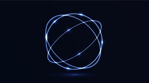Abstract cosmic dynamic color circle background with glowing neon lighting on dark background vector