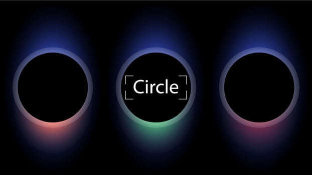 Circle banner with color gradient isolated on black background vector