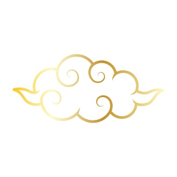 Golden chinese cloud line icon. vector