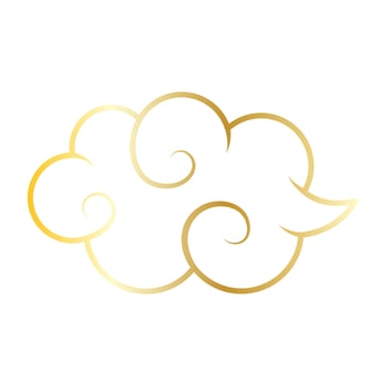 Golden chinese cloud line icon. vector