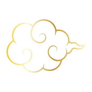 Golden chinese cloud line icon. vector