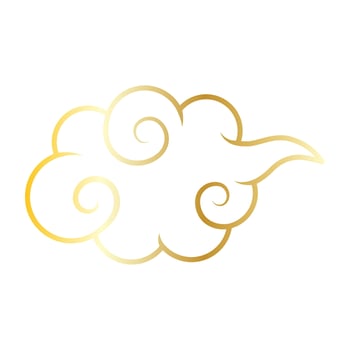 Golden chinese cloud line icon. vector
