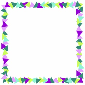 Green, violet, yellow triangles and white background. Suitable for social media post and web internet ads. Template layout. Frame, boarder for text, picture, advertisement. Empty space. vector