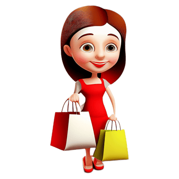 Pretty Girls  Holding shopping bag cartoon. png