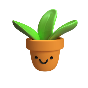 Flower, plant with leaves in pot. Gardening concept. 3d icon render flowerpot isolated. Cartoon minimal style png
