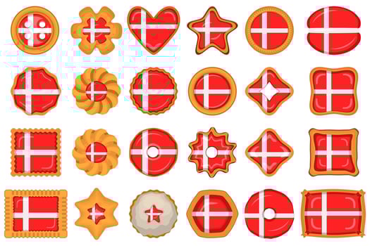 Homemade cookie with flag country Denmark in tasty biscuit vector