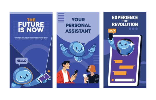Chatbot Social Media Story Template Set vector
