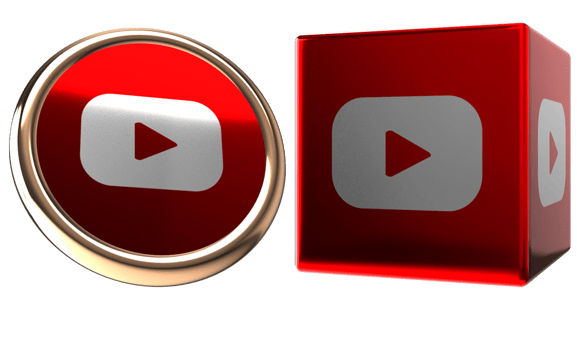 YouTube 3d logo on transparent background png