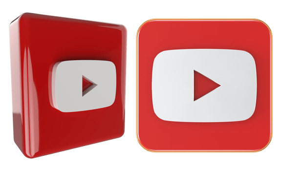 YouTube 3d logo on transparent background png
