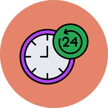 24 Hours Service Vector Icon