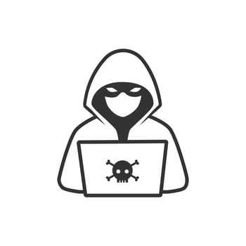 Hacker, Cybercriminal with laptop icons. vector
