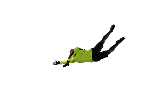Soccer goalkeeper jumps to defend his team during a football game png