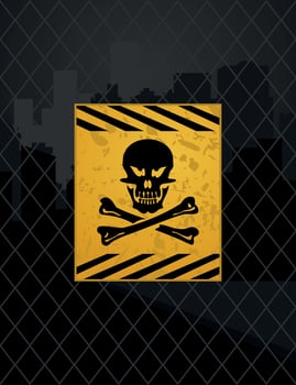 Prohibited zone behind a fence. A vector illustration