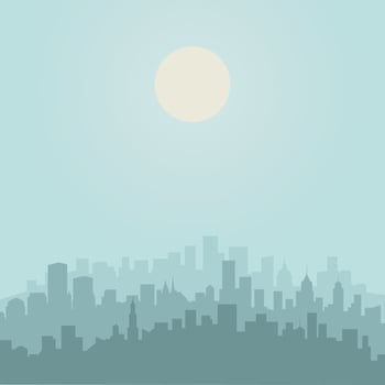 The city in the forest. Vector illustration