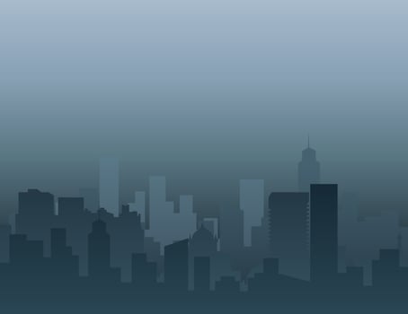 The city in the forest. Vector illustration