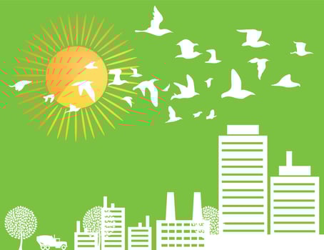 City in the summer. Vector illustration