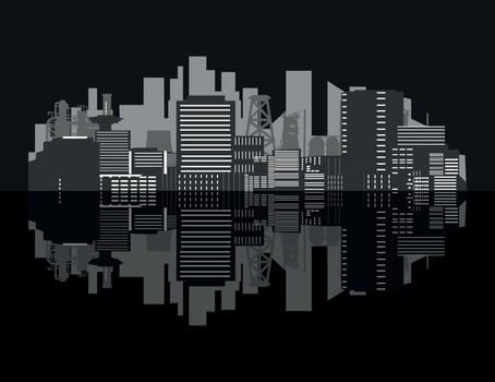 The city in the forest. Vector illustration