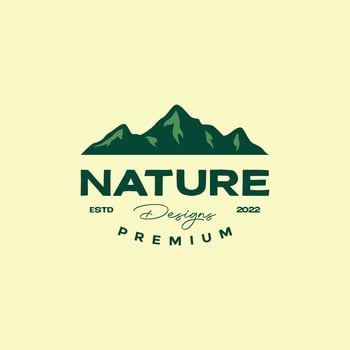 nature outdoor landscape panoramic mountain peak hill colored vintage logo design vector icon illustration