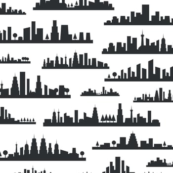 Background made of silhouettes of landscapes of cities vector