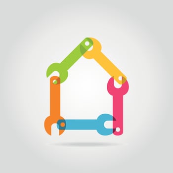 Roofs of houses on a grey background. A vector illustration