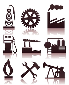 Set of icons on a theme the industry. A vector illustration