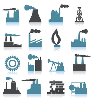 Set of icons on a theme the industry. A vector illustration
